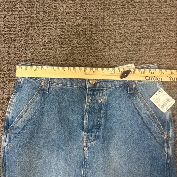 We The Free Skirt 29 Cotton Denim Button Fly High Waisted Slit Maxi Free People - Picture 4 of 15